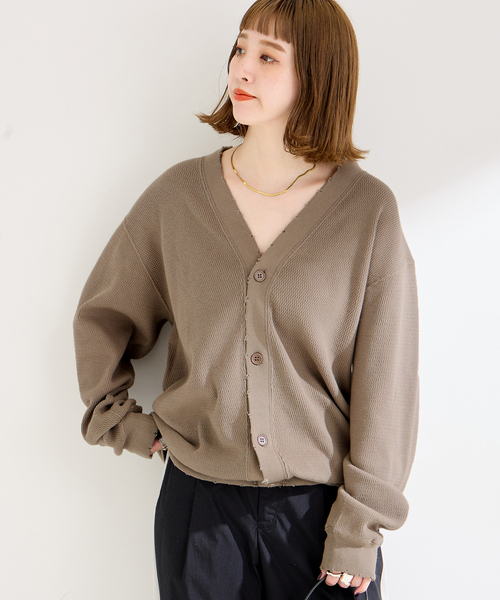 【セール】Healthknit/ヘルスニット 別注 ハニカムサーマル Vネックカーディガン（カーディガン/ボレロ）｜B.C STOCK（ベーセーストック）