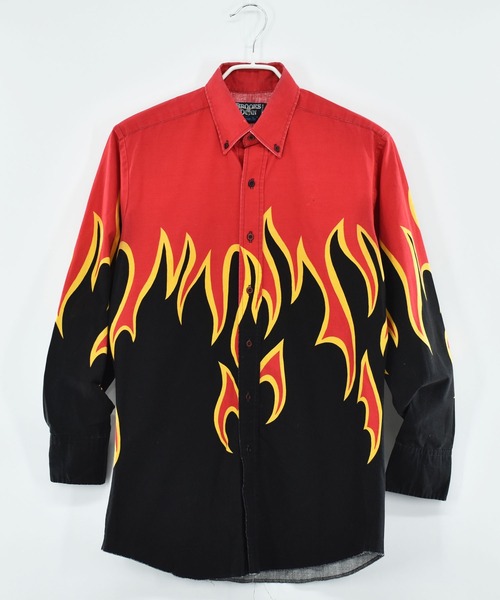 【ヴィンテージ古着】Brooks&Dunn ファイヤーパターン ボタンダウンシャツ（シャツ/ブラウス）｜VINTAGE（ヴィンテージ）