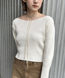 [mline]バックロゴショートニット