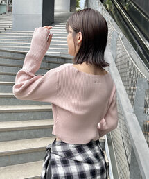 [mline]バックロゴショートニット