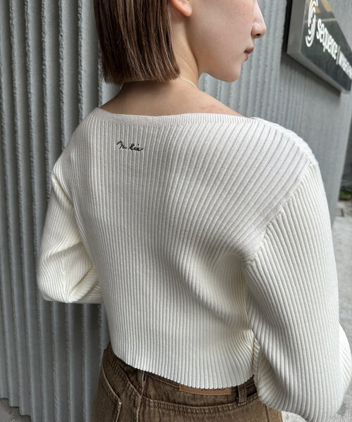 mline（エムライン）の「[mline]バックロゴショートニット（ニット/セーター・レディース・オフホワイト/グレー/ブラウン/ピンク/レッド・FREE）」の8枚目の写真