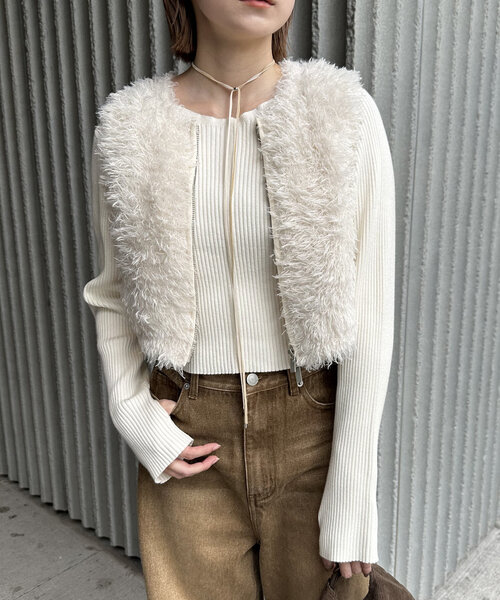 mline（エムライン）の「[mline]バックロゴショートニット（ニット/セーター・レディース・オフホワイト/グレー/ブラウン/ピンク/レッド・FREE）」の11枚目の写真