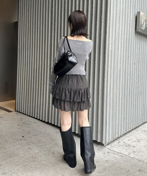 mline（エムライン）の「[mline]バックロゴショートニット（ニット/セーター・レディース・オフホワイト/グレー/ブラウン/ピンク/レッド・FREE）」の17枚目の写真
