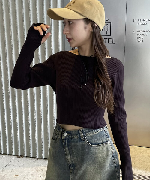mline（エムライン）の「[mline]バックロゴショートニット（ニット/セーター・レディース・オフホワイト/グレー/ブラウン/ピンク/レッド・FREE）」の20枚目の写真