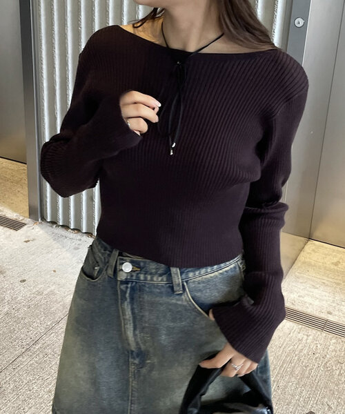 mline（エムライン）の「[mline]バックロゴショートニット（ニット/セーター・レディース・オフホワイト/グレー/ブラウン/ピンク/レッド・FREE）」の21枚目の写真