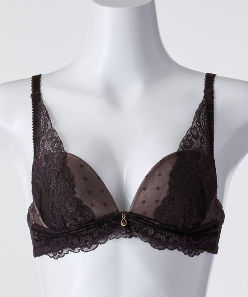 上下サイズ別可◆dolce invita◆ボタニカルブラックブラジリアン Dolce Fiora ブラジャー ショーツセット 「痛くなりにくい