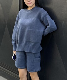 オーバーサイズニットショートパンツセットアップ