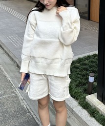 オーバーサイズニットショートパンツセットアップ