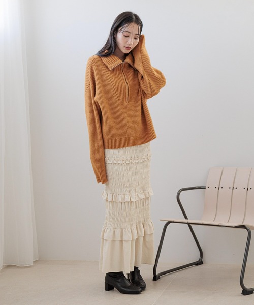 LOWRYS FARM（ローリーズファーム）の「フリルシャーリングスカート 202396（スカート・レディース・アイボリー/ブラック/ブルー・FREE）」の17枚目の写真