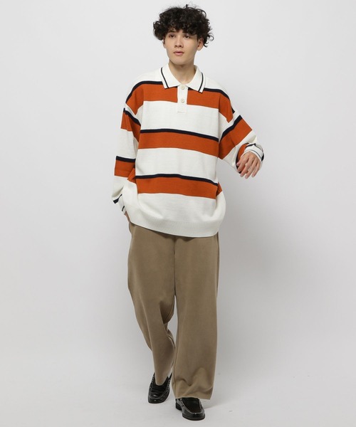 niko and...（ニコアンド）の「太ボーダーニットポロ（ニット/セーター・メンズ・オフホワイト/ネイビー・MEDIUM/LARGE）」の11枚目の写真