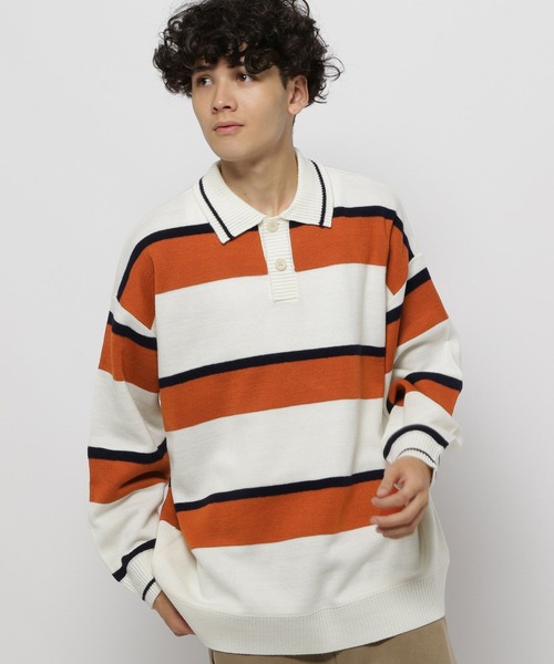 niko and...（ニコアンド）の「太ボーダーニットポロ（ニット/セーター・メンズ・オフホワイト/ネイビー・MEDIUM/LARGE）」の12枚目の写真