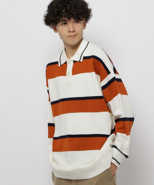 niko and...（ニコアンド）の「太ボーダーニットポロ（ニット/セーター・メンズ・オフホワイト/ネイビー・MEDIUM/LARGE）」の13枚目の写真