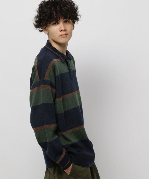 niko and...（ニコアンド）の「太ボーダーニットポロ（ニット/セーター・メンズ・オフホワイト/ネイビー・MEDIUM/LARGE）」の16枚目の写真