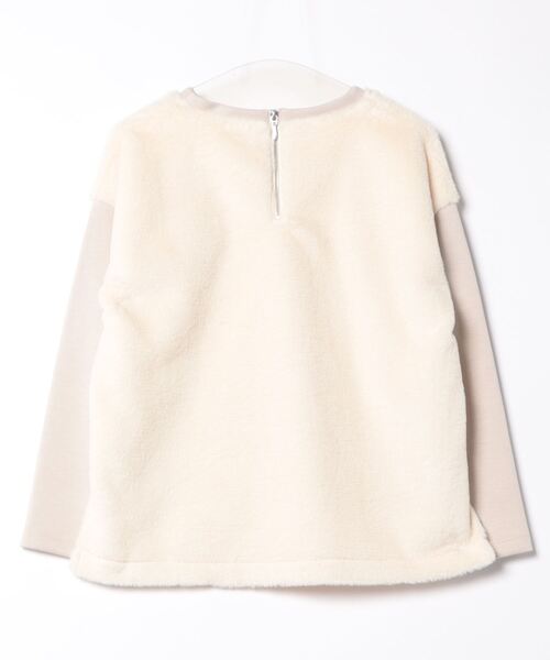 tシャツ フェイクファー×ダンボールドッキングトップス レディース セール】フェイクファー×ダンボールドッキングトップス（Tシャツ