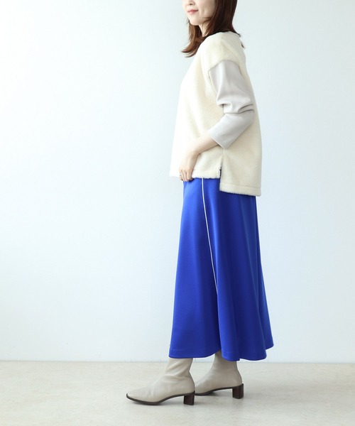 【セール】フェイクファー×ダンボールドッキングトップス（Tシャツ/カットソー）｜Jines（ジネス）