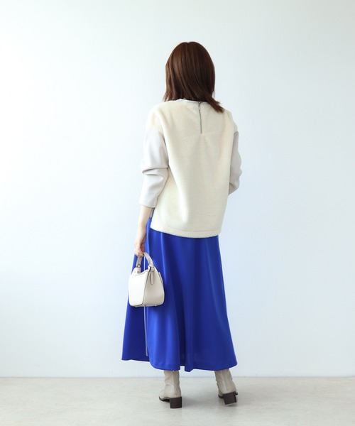 【セール】フェイクファー×ダンボールドッキングトップス（Tシャツ/カットソー）｜Jines（ジネス）