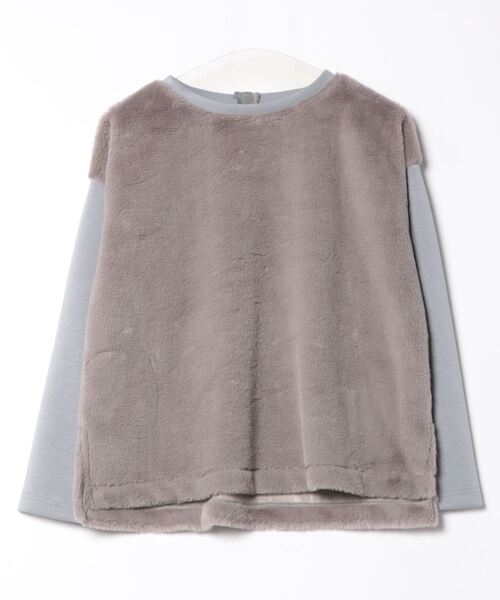 tシャツ フェイクファー×ダンボールドッキングトップス レディース セール】フェイクファー×ダンボールドッキングトップス（Tシャツ