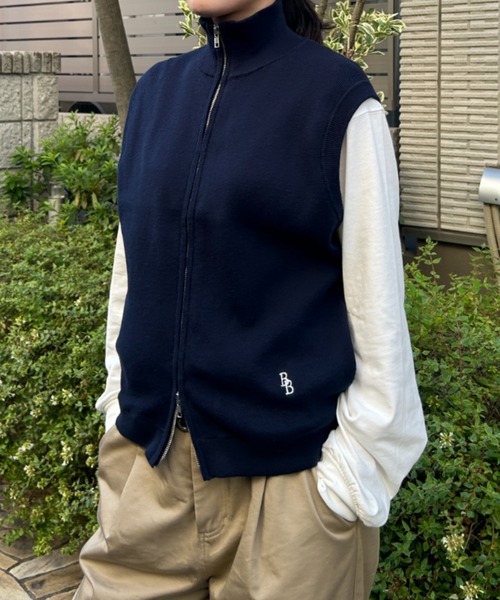 BROKEN BASE（ブロークンベース）の「ドライバーズニットベスト（ニット/セーター・メンズ・グレー/ネイビー・LARGE/MEDIUM）」の4枚目の写真