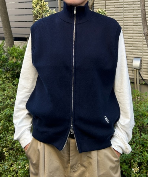 BROKEN BASE（ブロークンベース）の「ドライバーズニットベスト（ニット/セーター・メンズ・グレー/ネイビー・LARGE/MEDIUM）」の5枚目の写真