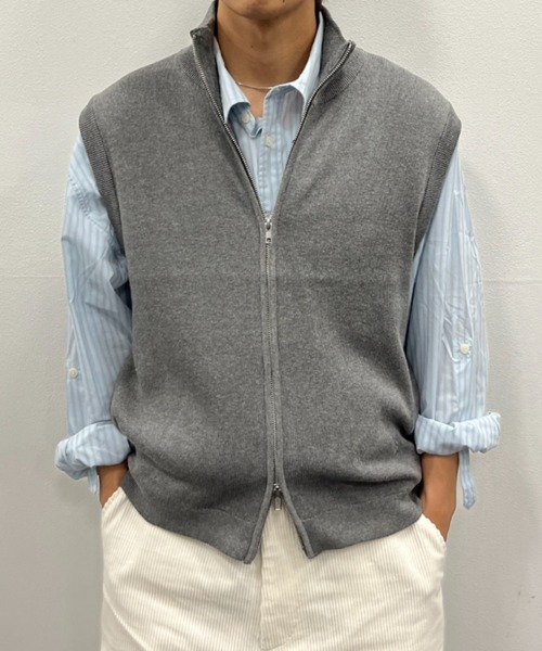 BROKEN BASE（ブロークンベース）の「ドライバーズニットベスト（ニット/セーター・メンズ・グレー/ネイビー・LARGE/MEDIUM）」の17枚目の写真