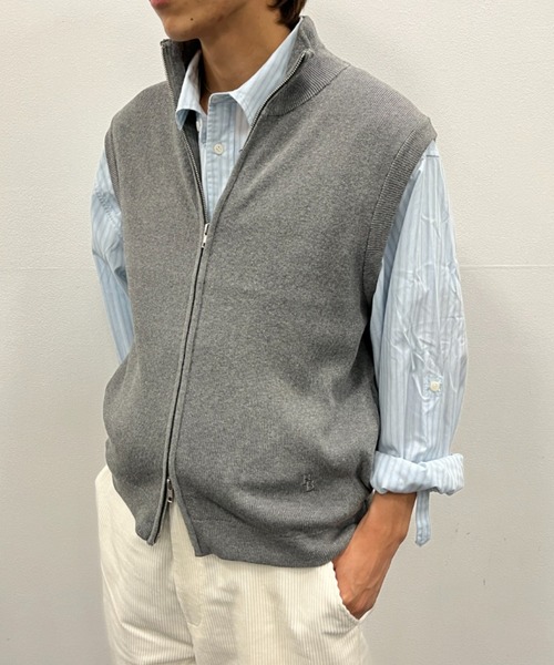 BROKEN BASE（ブロークンベース）の「ドライバーズニットベスト（ニット/セーター・メンズ・グレー/ネイビー・LARGE/MEDIUM）」の18枚目の写真