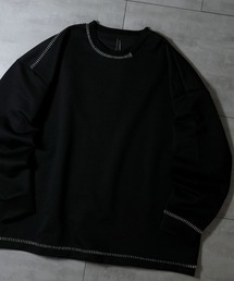 HALHAM（ハルハム）の「cardboard knit stitching crew neck cutsew/ダンボールニット ステッチング クルーネック カットソー オーバーサイズ メンズ レディース（スウェット）」