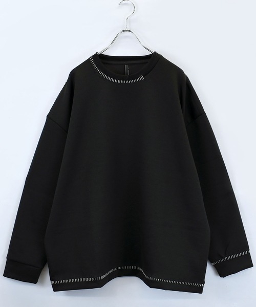 おしゃれスタ（オシャレスタ）の「cardboard knit stitching crew neck cutsew/ダンボールニット ステッチング クルーネック カットソー オーバーサイズ メンズ レディース（スウェット・メンズ・グレー/チャコールグレー/ブラック/ホワイト・XL/L/M）」の13枚目の写真