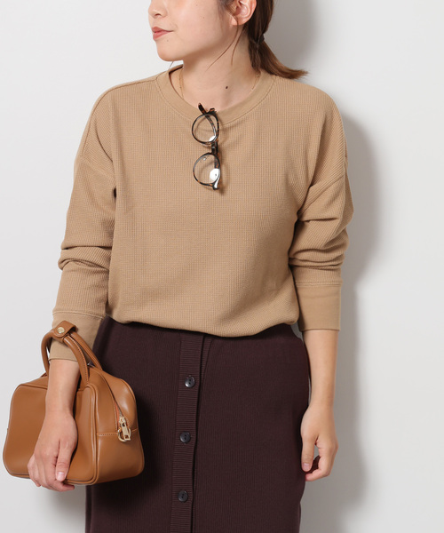 JOURNAL STANDARD relume（ジャーナルスタンダード　レリューム）の「《追加4》TCワッフルオーバーサイズロングスリーブTシャツ（Tシャツ/カットソー・レディース・ライトグレー/ホワイト/タン/チャコールグレー/ストーン・FREE）」の5枚目の写真