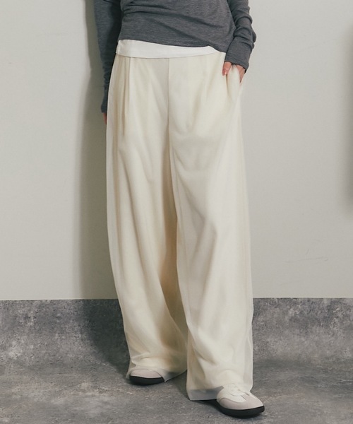 ANOTHER S（アナザーエス）の「ツイルxチュールレイヤードパンツ