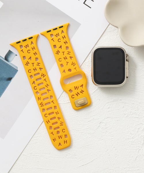 emonique(エモニーク)の「スマートウォッチバンド Apple Watch バンド シリコン製【38/40/41/42/44/45/49mm対応】(デジタル腕時計・メンズ・ブラック/グリーン/ホワイト/イエロー・38/42)」の4枚目の写真