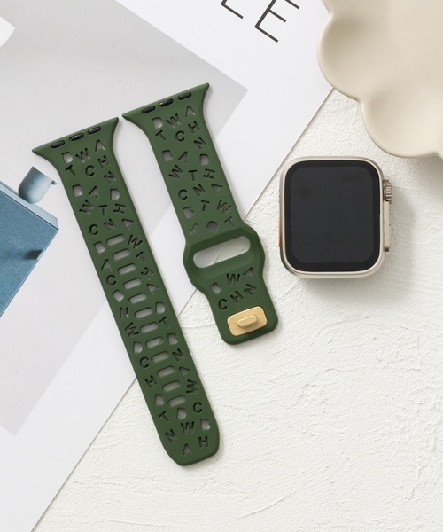 emonique(エモニーク)の「スマートウォッチバンド Apple Watch バンド シリコン製【38/40/41/42/44/45/49mm対応】(デジタル腕時計・メンズ・ブラック/グリーン/ホワイト/イエロー・38/42)」の3枚目の写真