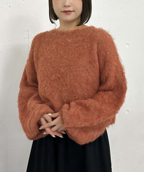 archives（アルシーヴ）の「バックシャンブラッシュショートニット（ニット/セーター・レディース・アイボリー/ネイビー/グレー/オレンジ・MEDIUM）」の4枚目の写真