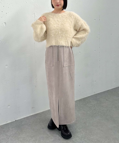 archives（アルシーヴ）の「バックシャンブラッシュショートニット（ニット/セーター・レディース・アイボリー/ネイビー/グレー/オレンジ・MEDIUM）」の9枚目の写真