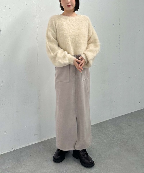 archives（アルシーヴ）の「バックシャンブラッシュショートニット（ニット/セーター・レディース・アイボリー/ネイビー/グレー/オレンジ・MEDIUM）」の11枚目の写真