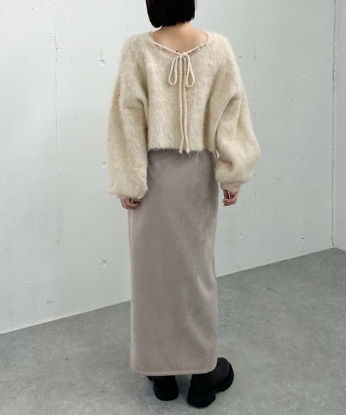 archives（アルシーヴ）の「バックシャンブラッシュショートニット（ニット/セーター・レディース・アイボリー/ネイビー/グレー/オレンジ・MEDIUM）」の12枚目の写真