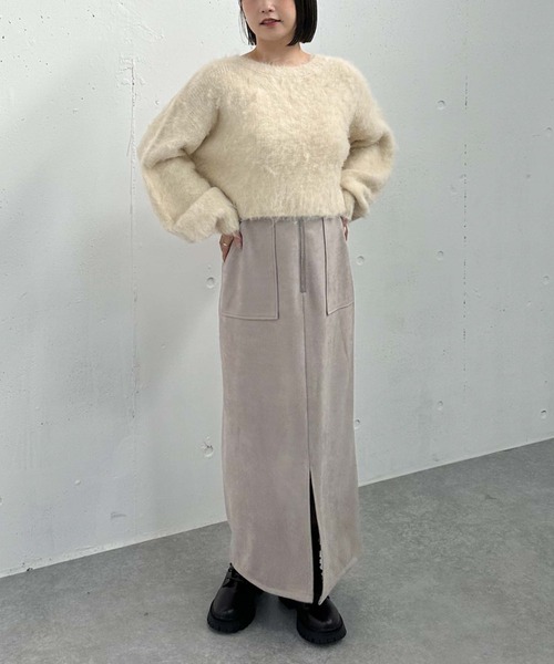 archives（アルシーヴ）の「バックシャンブラッシュショートニット（ニット/セーター・レディース・アイボリー/ネイビー/グレー/オレンジ・MEDIUM）」の10枚目の写真