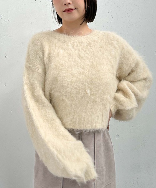 archives（アルシーヴ）の「バックシャンブラッシュショートニット（ニット/セーター・レディース・アイボリー/ネイビー/グレー/オレンジ・MEDIUM）」の8枚目の写真