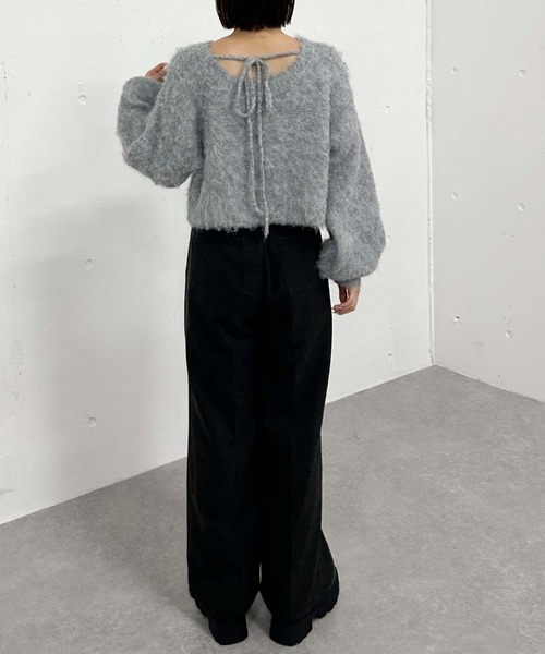 archives（アルシーヴ）の「バックシャンブラッシュショートニット（ニット/セーター・レディース・アイボリー/ネイビー/グレー/オレンジ・MEDIUM）」の19枚目の写真