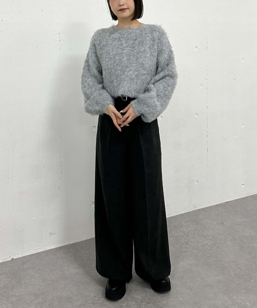 archives（アルシーヴ）の「バックシャンブラッシュショートニット（ニット/セーター・レディース・アイボリー/ネイビー/グレー/オレンジ・MEDIUM）」の17枚目の写真