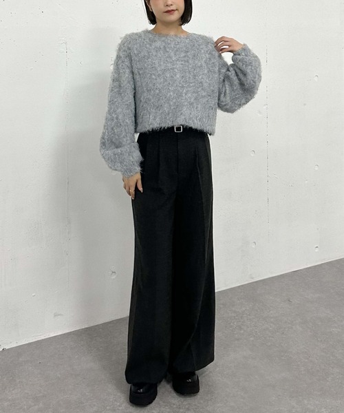 archives（アルシーヴ）の「バックシャンブラッシュショートニット（ニット/セーター・レディース・アイボリー/ネイビー/グレー/オレンジ・MEDIUM）」の16枚目の写真