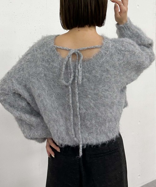 archives（アルシーヴ）の「バックシャンブラッシュショートニット（ニット/セーター・レディース・アイボリー/ネイビー/グレー/オレンジ・MEDIUM）」の15枚目の写真