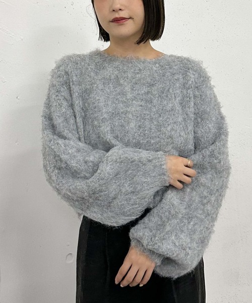 archives（アルシーヴ）の「バックシャンブラッシュショートニット（ニット/セーター・レディース・アイボリー/ネイビー/グレー/オレンジ・MEDIUM）」の14枚目の写真