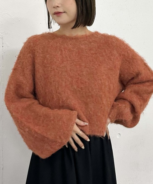 archives（アルシーヴ）の「バックシャンブラッシュショートニット（ニット/セーター・レディース・アイボリー/ネイビー/グレー/オレンジ・MEDIUM）」の20枚目の写真