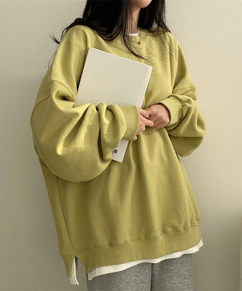 Asterellivi(アステレリビ)の「オーバーフィット 裏毛 カットソー(Tシャツ/カットソー・レディース・ブルー/イエロー/グレー/ブラック・L/M/LL)」の12枚目の写真