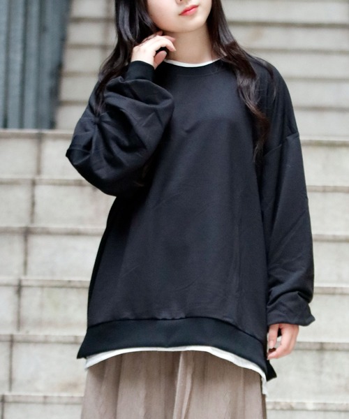 Asterellivi(アステレリビ)の「オーバーフィット 裏毛 カットソー(Tシャツ/カットソー・レディース・ブルー/イエロー/グレー/ブラック・L/M/LL)」の21枚目の写真
