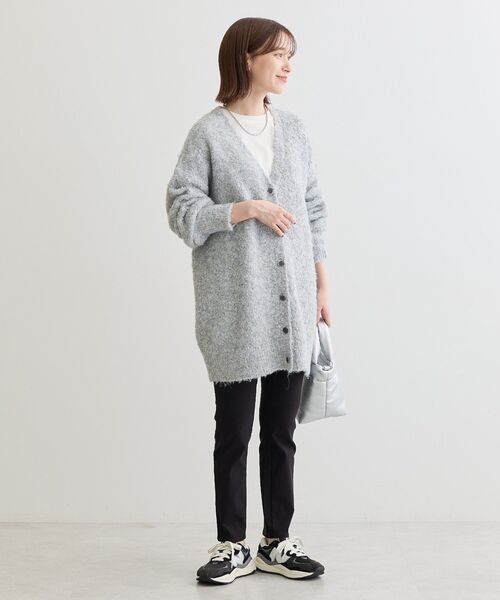 Green　Parks（グリーンパークス）の「ブークレーVネックミディ丈カーディガン（カーディガン/ボレロ・レディース・ベージュ/グレー/ブルー・FREE）」の5枚目の写真