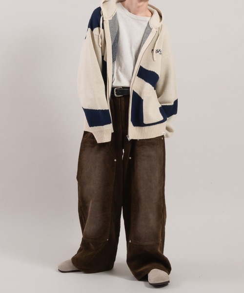 Perushu（ペルーシュ）の「アソートデザインダブルポケットジップパーカー（パーカー・メンズ・ブラウン/ホワイト/ボルドー/アイボリー・LARGE/MEDIUM）」の8枚目の写真