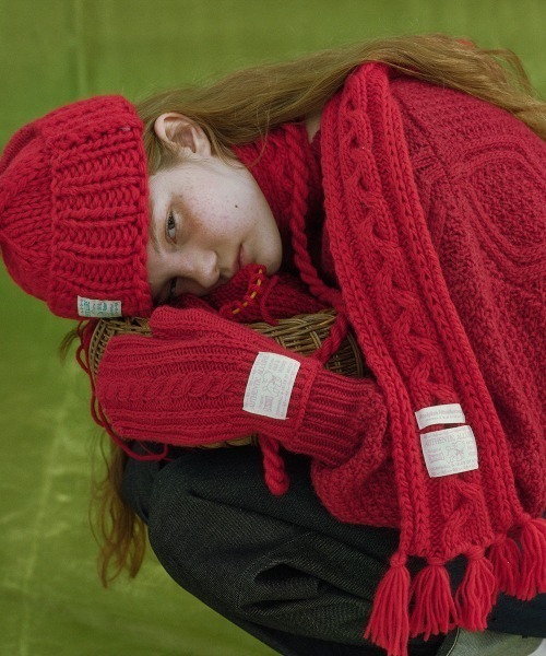 ROCKFISH WEATHERWEAR（ロックフィッシュウェザーウェア）の「CABLE KNIT MITTENS（手袋・レディース・アイボリー/ラベンダー/ライトイエロー/ブルー/レッド/グリーン・FREE）」の20枚目の写真