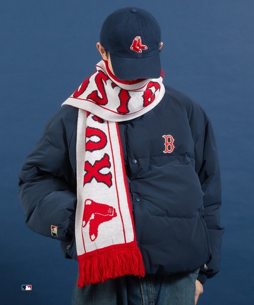 Perushu（ペルーシュ）の「Perushu × MLB ジャガードニットマフラー（マフラー・メンズ・ネイビー/レッド/ブラック・FREE）」の3枚目の写真