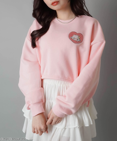 SPINNS（スピンズ）の「『ポメラニアンもち×SPINNS』リボンショートスウェット（スウェット・レディース・ホワイト/ピンク・ONESIZE）」の2枚目の写真
